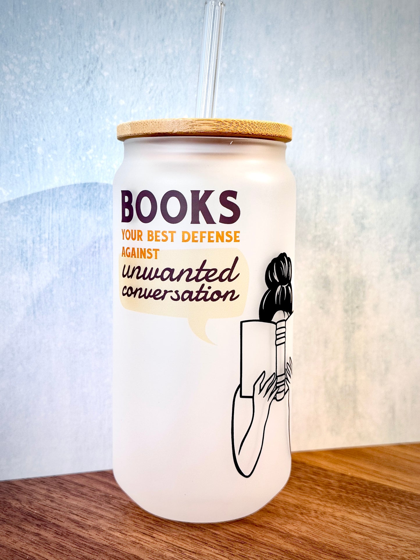 16oz Books Your Best Defense Glass Tumbler