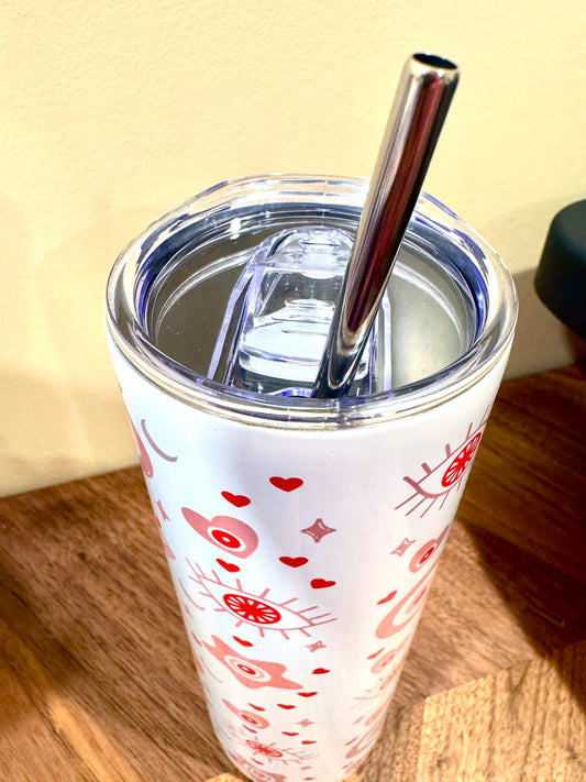 20oz Heart Evil Eye Stainless Steel Tumbler
