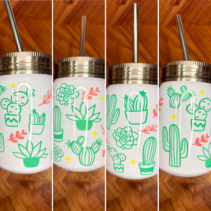 17oz Succulent Stainless Steel Mason Tumbler