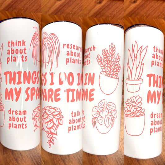 20oz Pink Plant Sublimated Skinny Tumbler