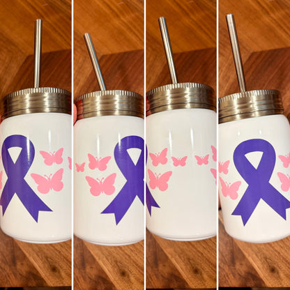 17oz Lupus Awareness Stainless Steel Mason Tumbler