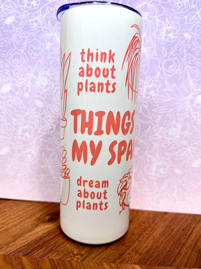 20oz Pink Plant Sublimated Skinny Tumbler