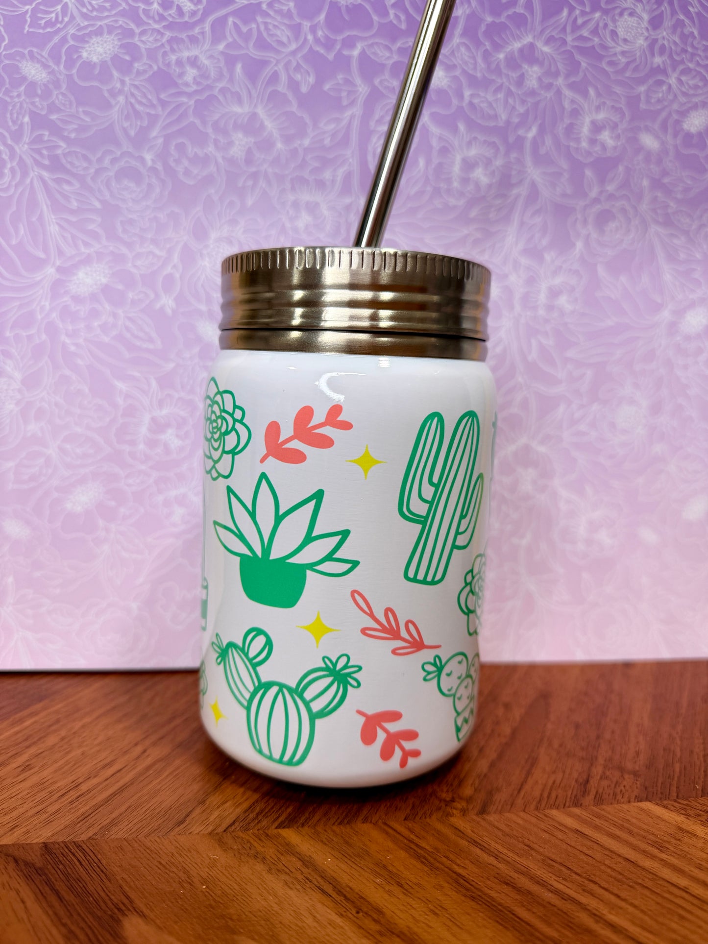 17oz Succulent Stainless Steel Mason Tumbler