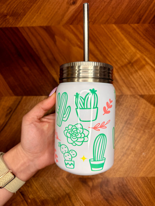 17oz Succulent Stainless Steel Mason Tumbler