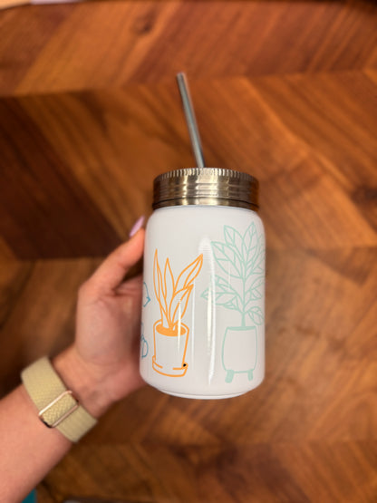 17oz Vibrant Plant Stainless Steel Mason Tumbler