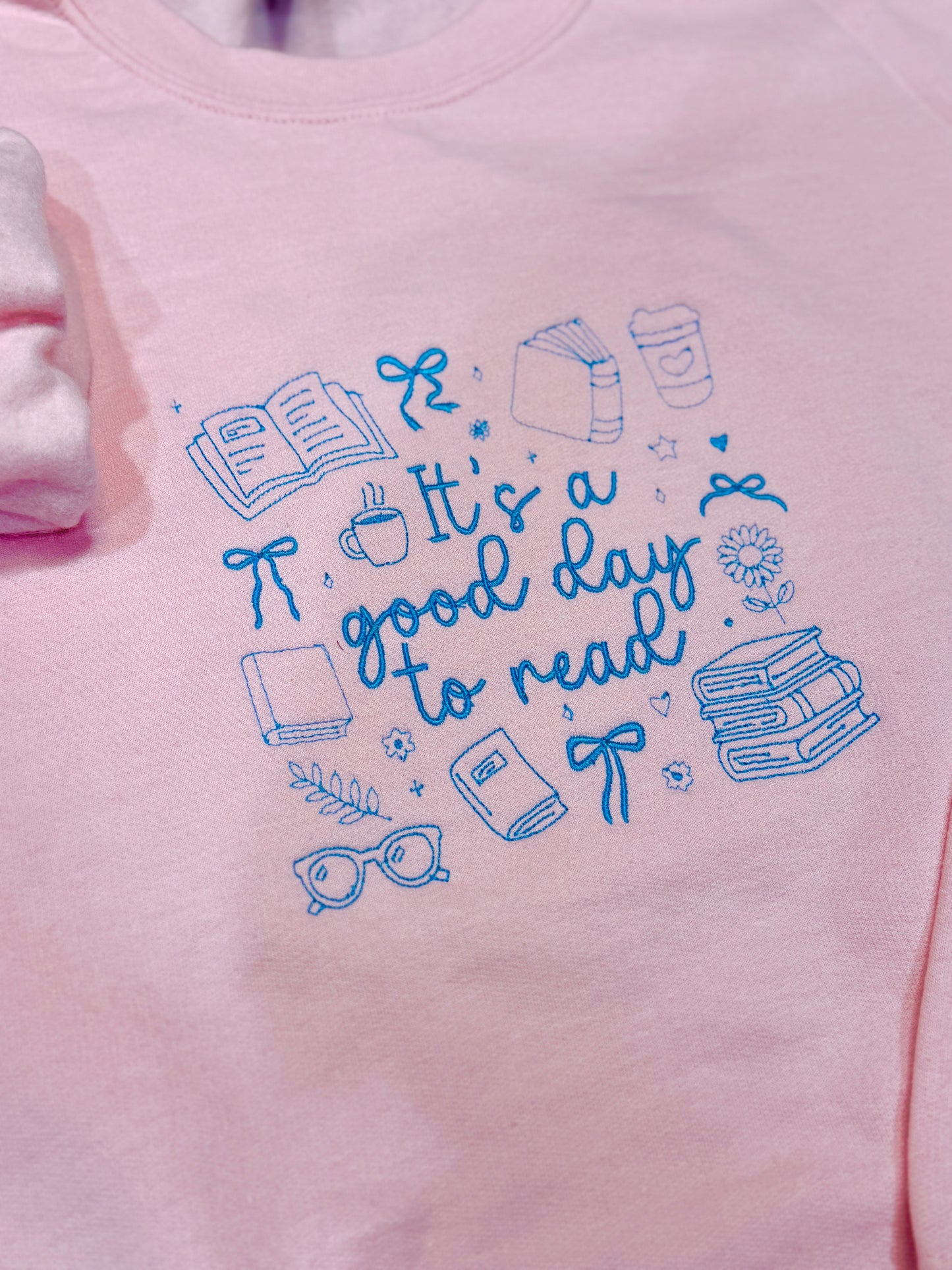 It's A Good Day To Read | Embroidered Fleece Sweatshirt