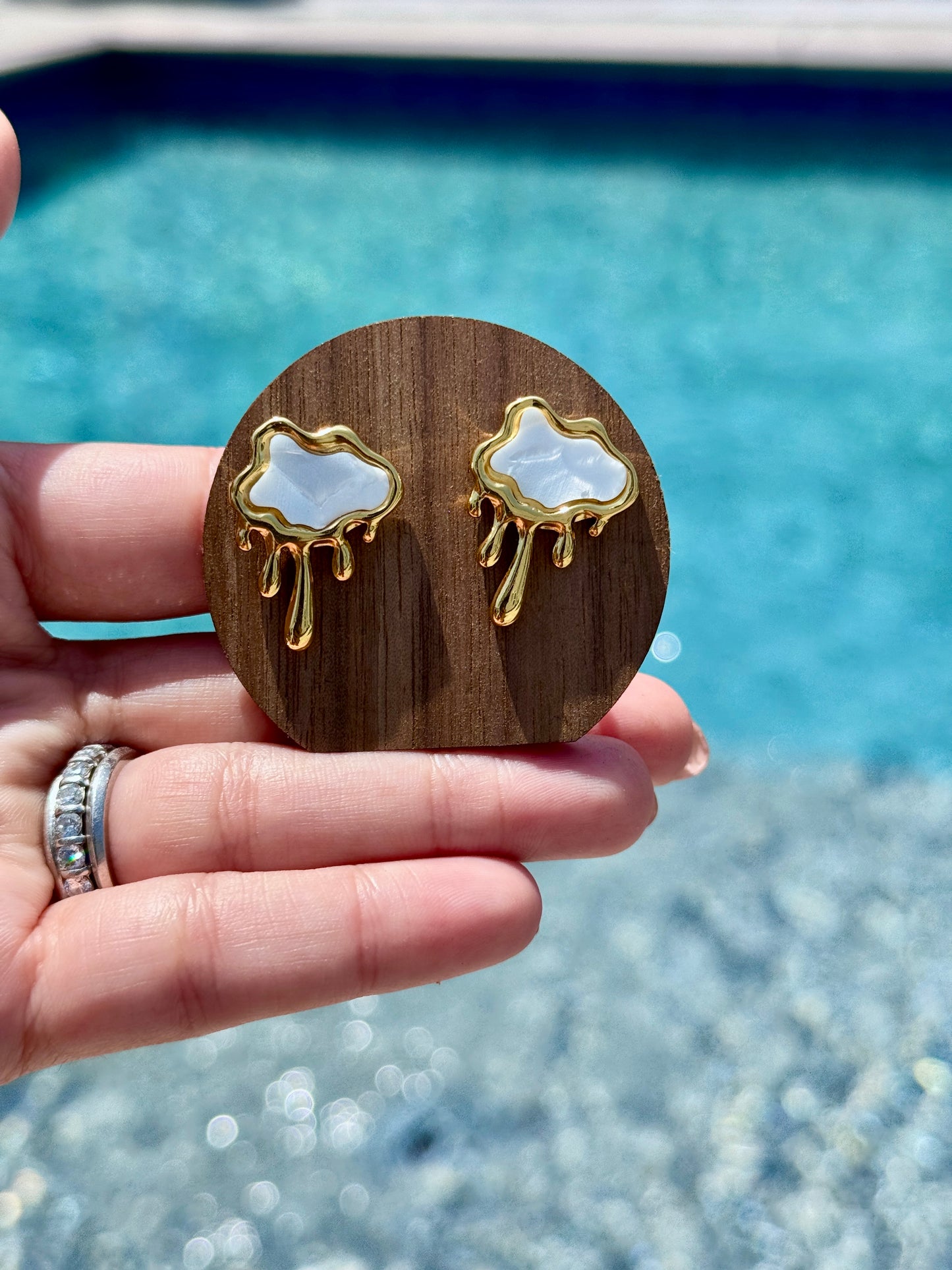 Gold Drip Cloud Earrings