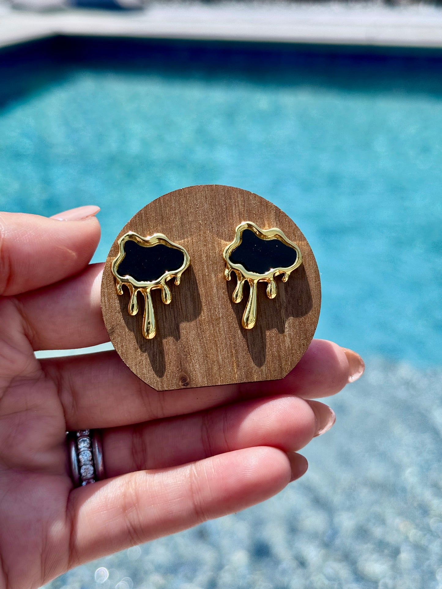 Gold Drip Cloud Earrings