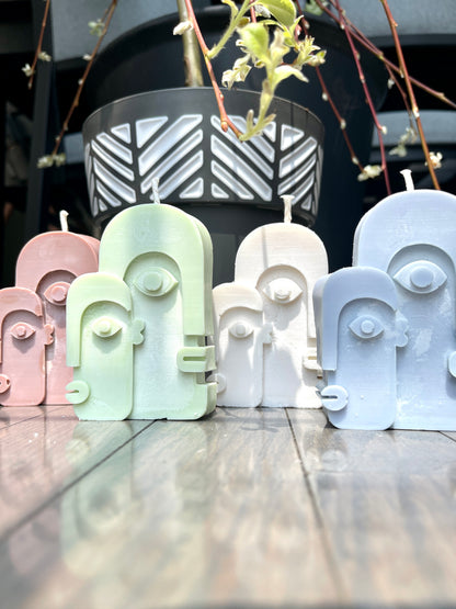Dual Abstract Face Candle | 4oz | Handmade