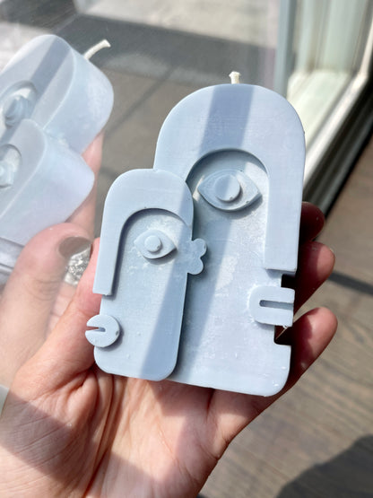 Dual Abstract Face Candle | 4oz | Handmade