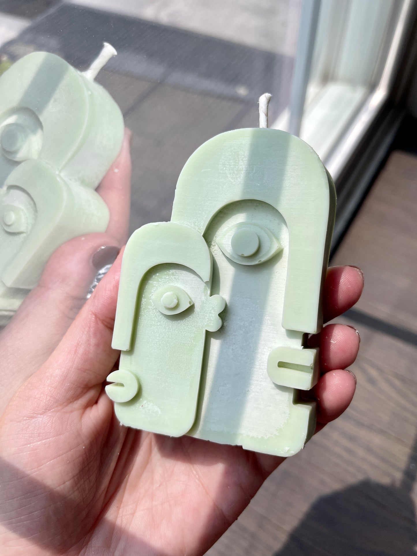 Dual Abstract Face Candle | 4oz | Handmade