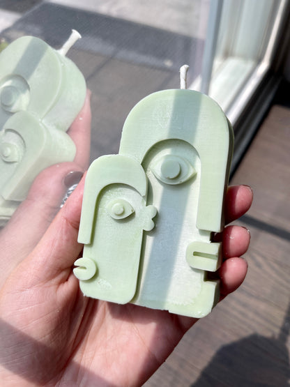 Dual Abstract Face Candle | 4oz | Handmade