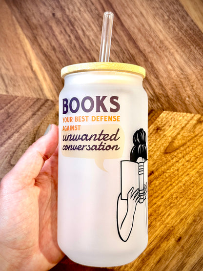 16oz Books Your Best Defense Glass Tumbler