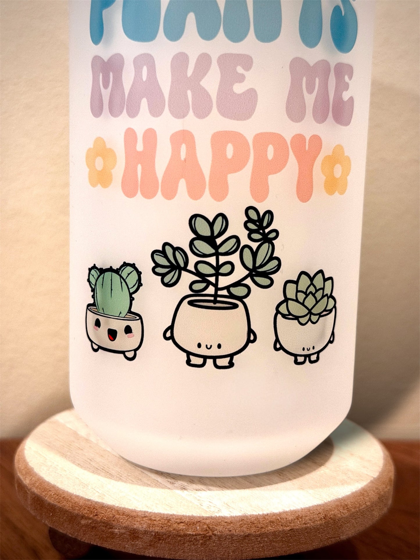 16oz Plants Make Me Happy Glass Tumbler