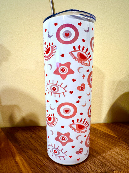 20oz Heart Evil Eye Stainless Steel Tumbler